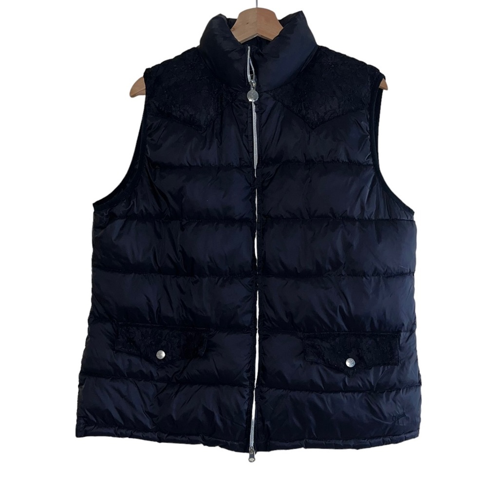 Outback Trading Company Puffer Black Symphony Full Zip Vest Lace Sz 1X
